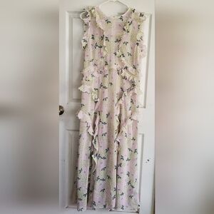 Ted Baker All Over Floral Print Sheer Material Maxi Dress, Size 5
